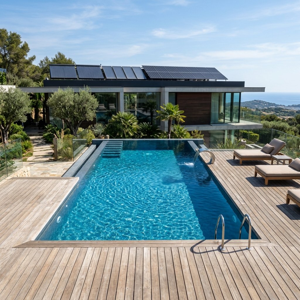 Piscina de luxo com aquecimento solar